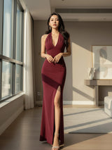 Clobug Women V Neck Sleeveless Bodycon Maxi Dress