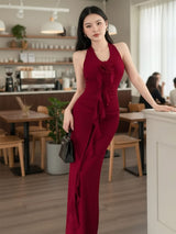 Clobug Women Maroon Sleeveless Bodycon Maxi Dress