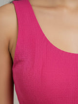 Clobug Women Scoop Neck Sleeveless Pink Dress