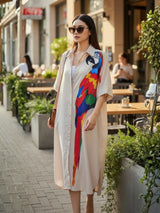 Clobug Women Parrot Print Shrug Dress