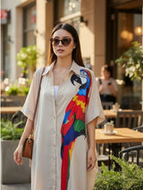 Clobug Women Parrot Print Shrug Dress