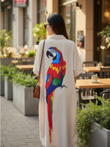 Clobug Women Parrot Print Shrug Dress