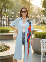 Clobug Women Parrot Print Shrug Dress