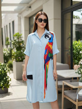 Clobug Women Parrot Print Shrug Dress