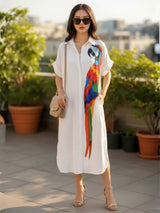 Clobug Women Parrot Print Shrug Dress