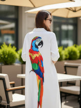 Clobug Women Parrot Print Shrug Dress
