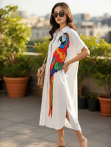 Clobug Women Parrot Print Shrug Dress