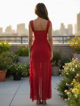Clobug Women Sweetheart Neck Sleeveless Maxi Dress