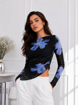 Clobug Women Cowl Neck Floral Top