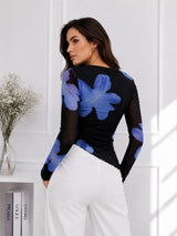 Clobug Women Cowl Neck Floral Top