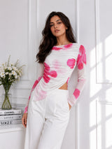 Clobug Women Cowl Neck Floral Top