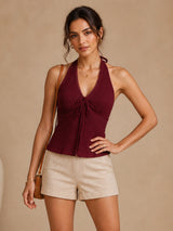 Clobug Women Tie up Style Top