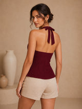 Clobug Women Tie up Style Top