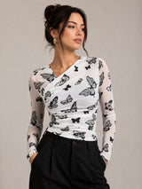 Clobug Women Butterfly Print Top