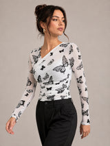 Clobug Women Butterfly Print Top