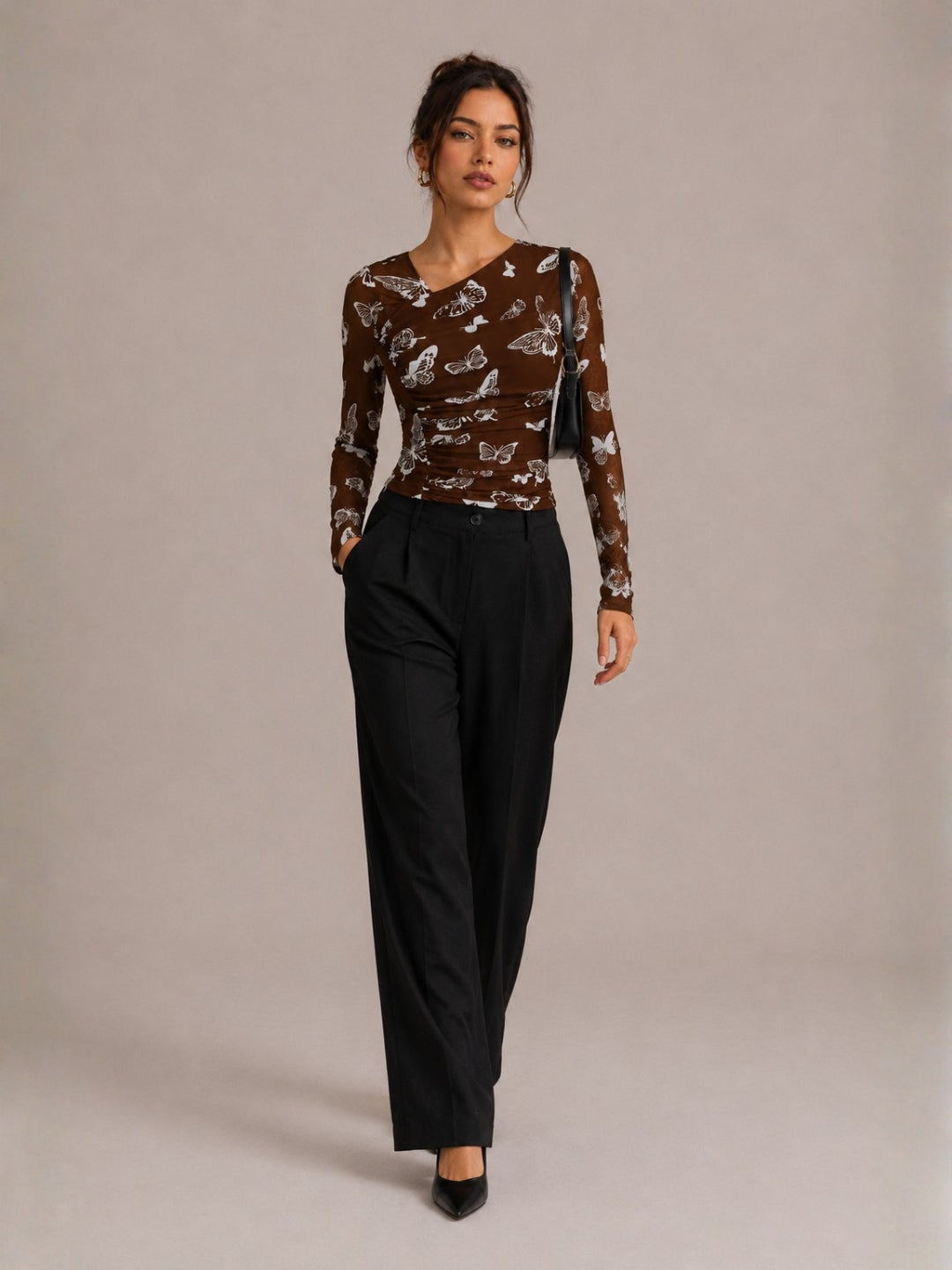 Clobug Women Butterfly Print Top