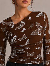 Clobug Women Butterfly Print Top