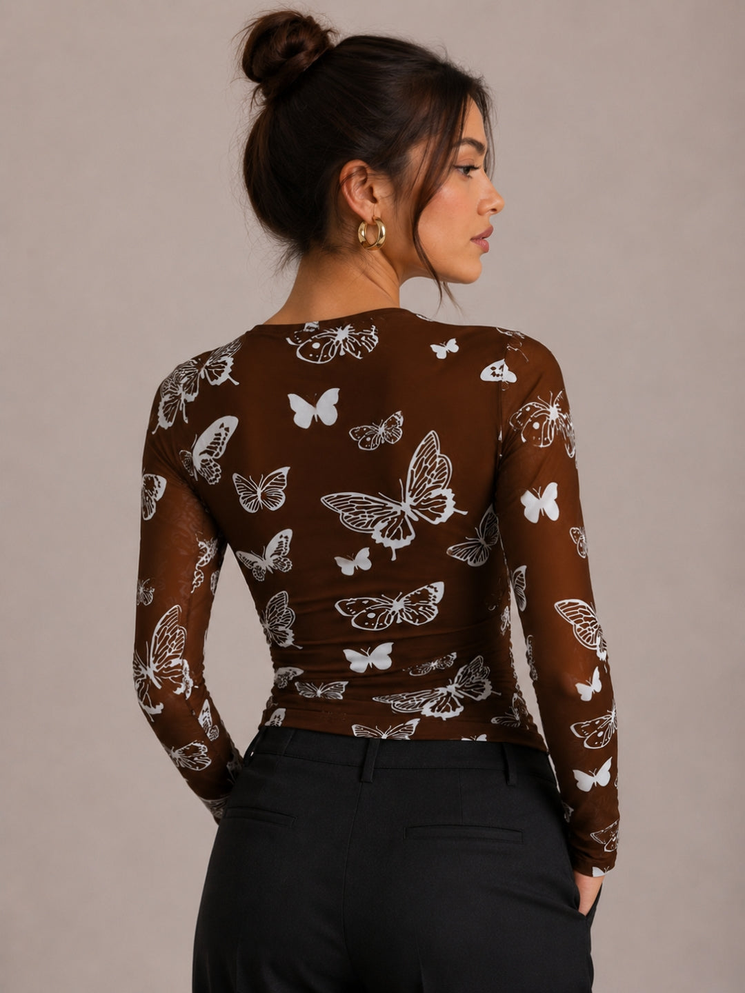 Clobug Women Butterfly Print Top
