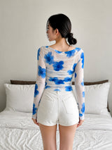 Clobug Women Full Sleeve Big Floral Print Top