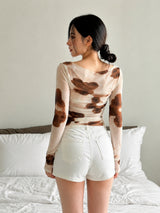 Clobug Women Full Sleeve Big Floral Print Top