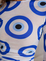 Clobug Women Full Sleeve Evil Eye Print Top