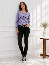 Women Heart Print Full Sleeve Top