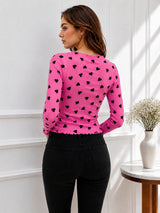 Women Heart Print Full Sleeve Top
