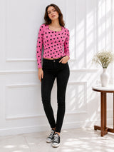Women Heart Print Full Sleeve Top