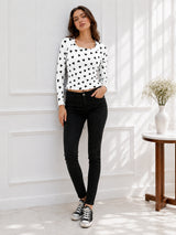 Women Heart Print Full Sleeve Top