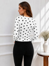 Women Heart Print Full Sleeve Top