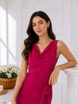 Clobug Women Cowl Neck Dress