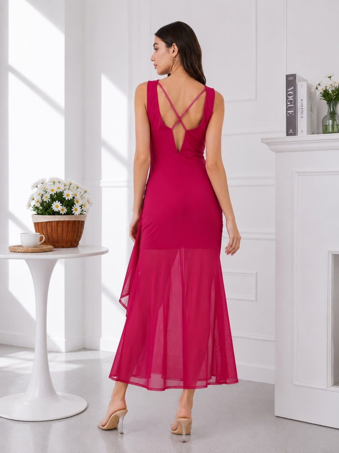 Clobug Women Cowl Neck Dress