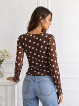 Clobug Women Full Sleeve Heart Print Top
