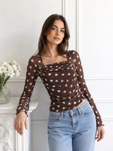 Clobug Women Full Sleeve Heart Print Top