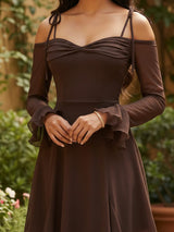 Clobug Women Cotton Blend Sweetheart Neck Tie-up Fit and Flare Dress