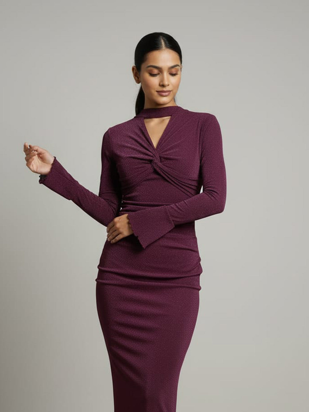 Clobug Women Maroon Bodycon Dress
