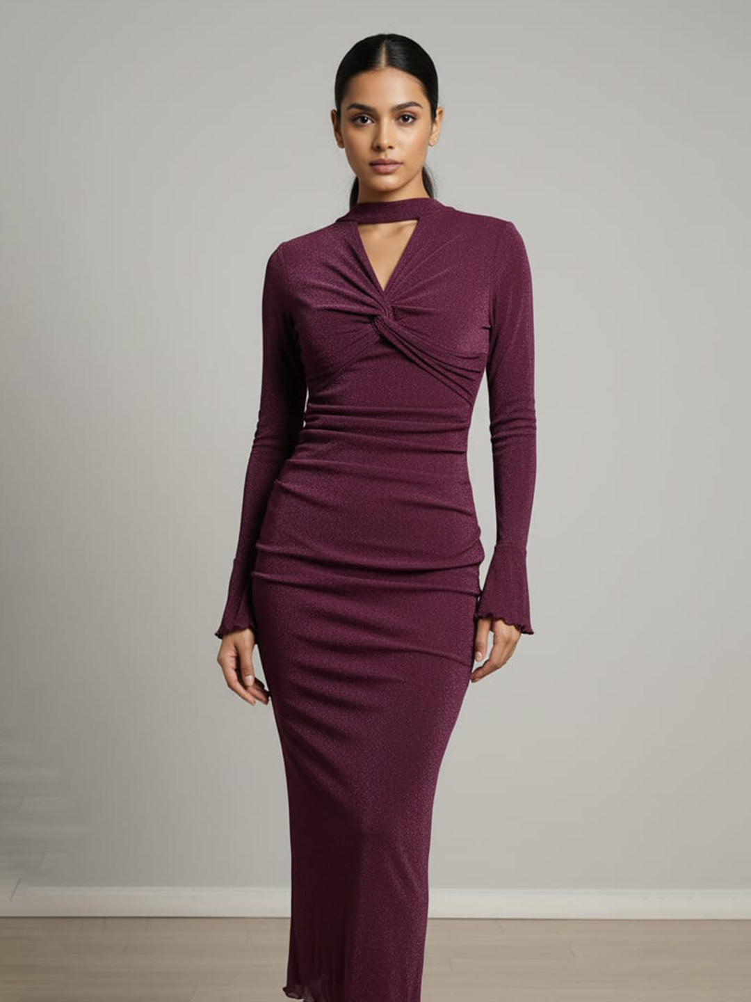 Clobug Women Maroon Bodycon Dress