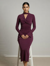 Clobug Women Maroon Bodycon Dress