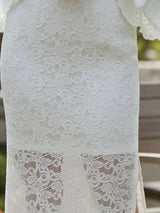Clobug Elegant Lace Midi Dress – Flare Sleeve Classic Fit
