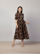 Clobug Women Floral 3/4 Sleeve Dress