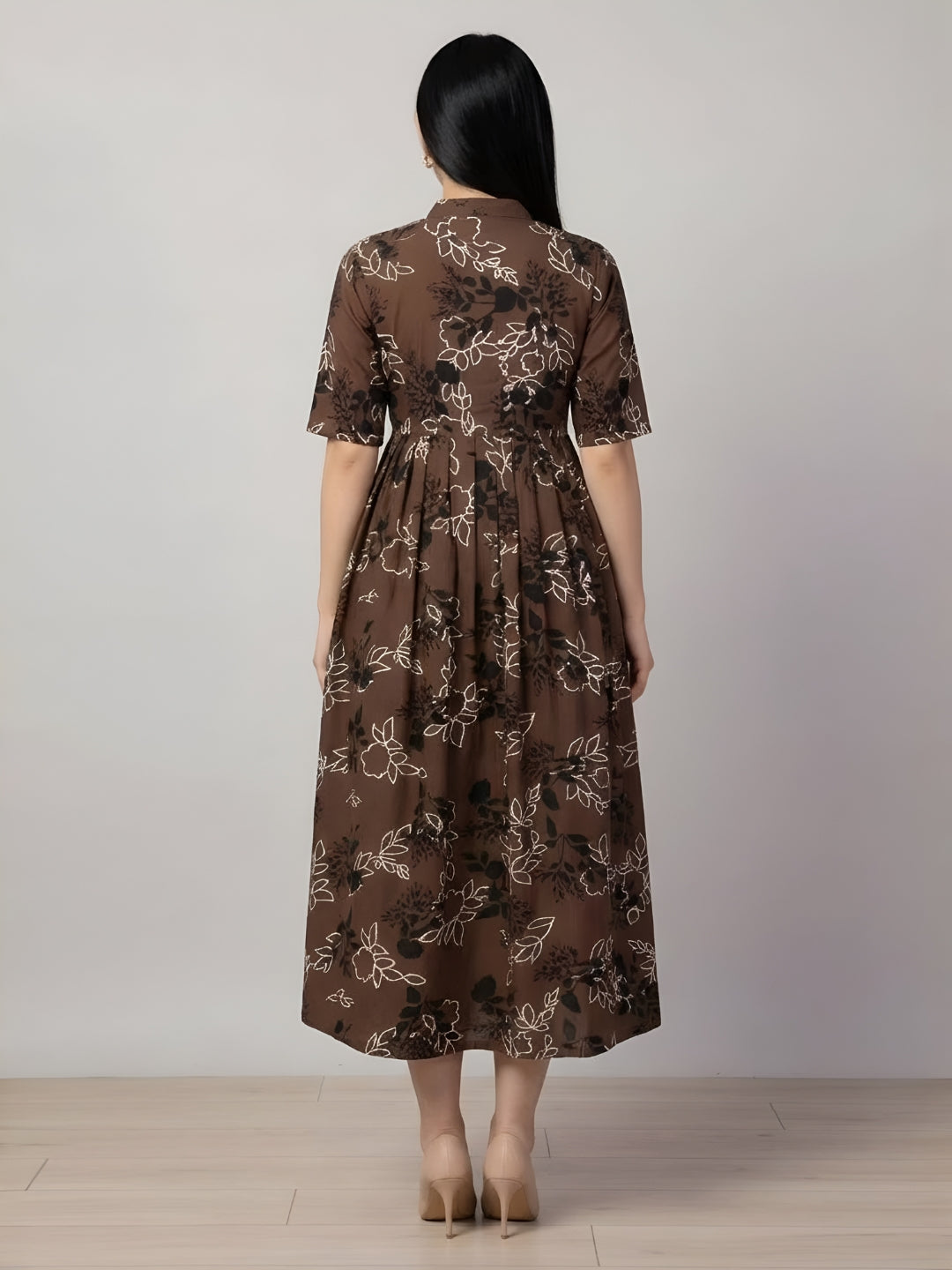 Clobug Women Floral 3/4 Sleeve Dress