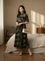 Clobug Women Floral 3/4 Sleeve Dress