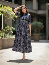 Clobug Women Floral 3/4 Sleeve Dress