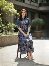Clobug Women Floral 3/4 Sleeve Dress
