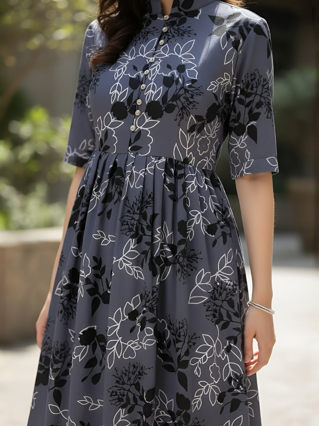 Clobug Women Floral 3/4 Sleeve Dress