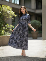 Clobug Women Floral 3/4 Sleeve Dress