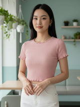 Clobug Women Round Neck Cotton Top