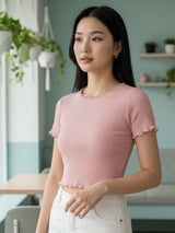 Clobug Women Round Neck Cotton Top