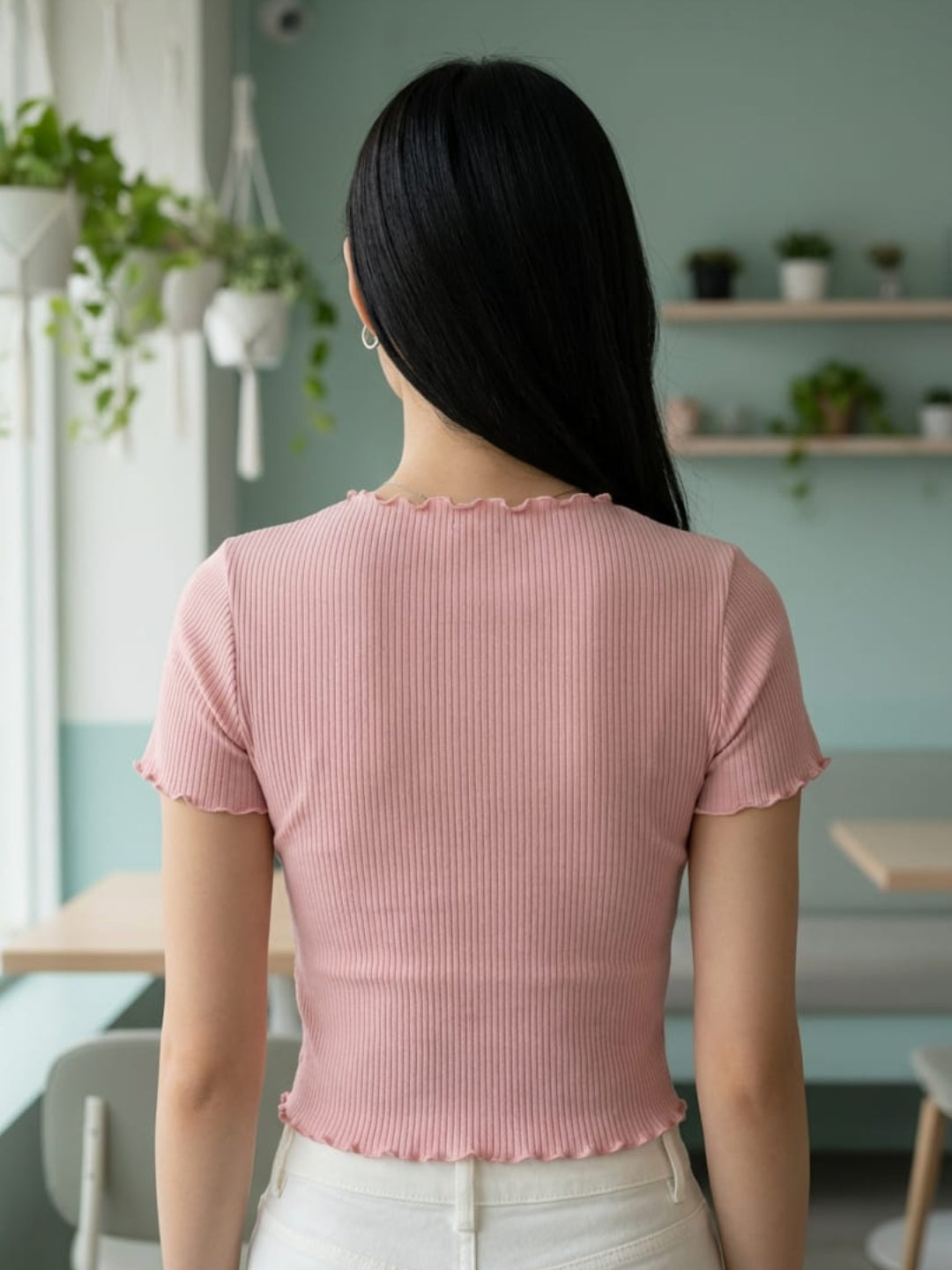 Clobug Women Round Neck Cotton Top