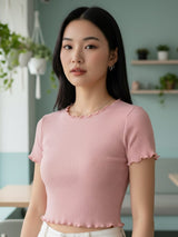 Clobug Women Round Neck Cotton Top